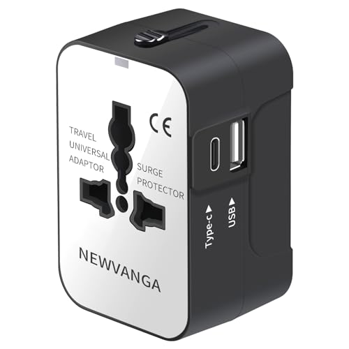 Travel Adapter, Worldwide All in One Universal Travel Adapter Wall Charger AC Power Plug Adapter with USB Type C Charging Ports for USA EU UK AUS, White