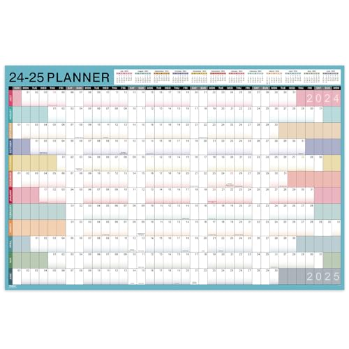 Yearly Wall Calendar 2024-2025 - from July 2024 to June 2025, Wall Calendar 2024-2025, 23.1' x 34.6' (Open), Thick Paper, Double-Sided Round Stickers