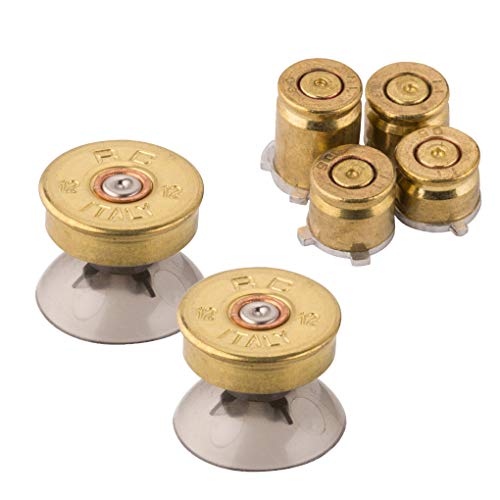 Metal Thumbsticks Joysticks for Xbox One Controller, Analog Grip Button Replacement Parts for Xbox One S/X/Series S/X Controllers(Retro-Design Gold)