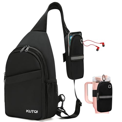 KUTQI Crossbody Sling Backpack with Detachable Phone Bag Sling Bag for Women Men Travel Essentials Cross Body Bag