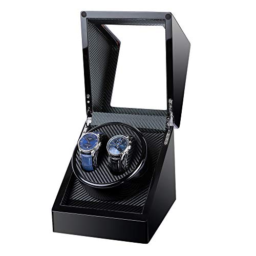 Kalawen Watch Winder for Rolex, Automatic Watch Winder Box, Double Watch Winder with Japanese Quiet Motor Battery Powered or AC Adapter Black