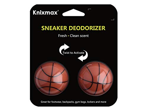 Knixmax Sneaker Deodorizer Balls, Shoe Odor Eaters Deodorant Ball for Gym Bag Locker Closet Car, Long Lasting Odor Eliminator Air Fresheners with Essential Oil Cologne Basketball 2 Packs