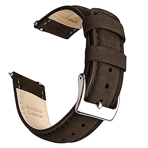 Ritche 20mm Leather Watch Band Quick Release Leather Watch Strap Compatible with Timex Weekender 40mm / Citizen BN0150-28E Watch Bands for Men Women - Coffee, Valentine's day gifts for him or her