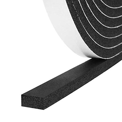 Storystore Foam Insulation Tape Self Adhesive,Weather Stripping for Doors and Window,Sound Proof Soundproofing Door Seal,Weatherstrip,Cooling,Air Conditioning Seal Strip (1/2In x 1/4In x 33Ft, Black)