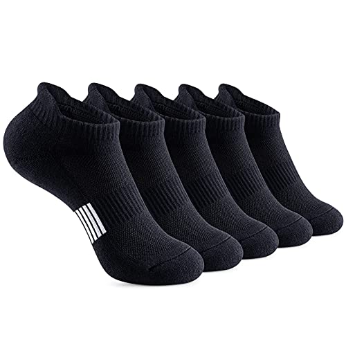 Gonii Ankle Socks Womens Running Athletic No Show Socks Cushioned 5-Pairs Black