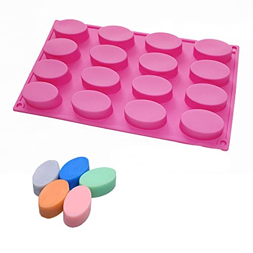 X-Haibei 16 Oval Cavities Guest Soap Sample Soap Lotion Bar Chocolate Candy Maker Silicone Mold 2.1x1.2x0.7-inch per cavity 1oz