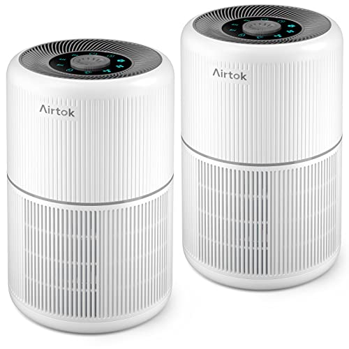 2 Pack Air Purifier for Home Bedroom with H13 True HEPA Filter for Smoke, Smokers, Dust, Odors, Pollen, Pet Dander | Quiet 99.9% Removal to 0.1 Microns | White Available for California