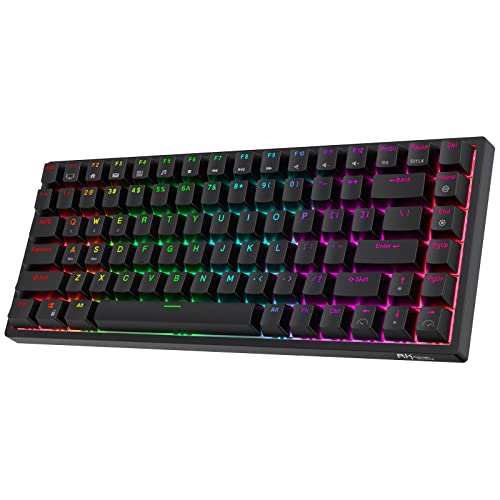 RK ROYAL KLUDGE RK84 Wireless RGB 75% Triple Mode BT5.0/2.4G/USB-C Hot Swappable Mechanical Keyboard, 84 Keys Wireless Gaming Keyboard w/High-Capacity Battery, Clicky Blue Switch