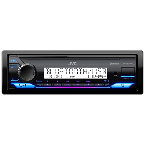 JVC KD-SX38MBT Bluetooth Car Stereo Receiver with USB Port – AM/FM Radio, MP3 Player, High Contrast LCD, Detachable Face Plate – Single DIN – 13-Band EQ (Black)