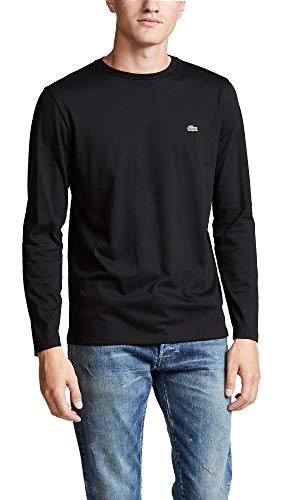 Lacoste mens Long Sleeve Jersey Pima Regular Fit Crewneck T-shirt T Shirt, Black, XX-Large US