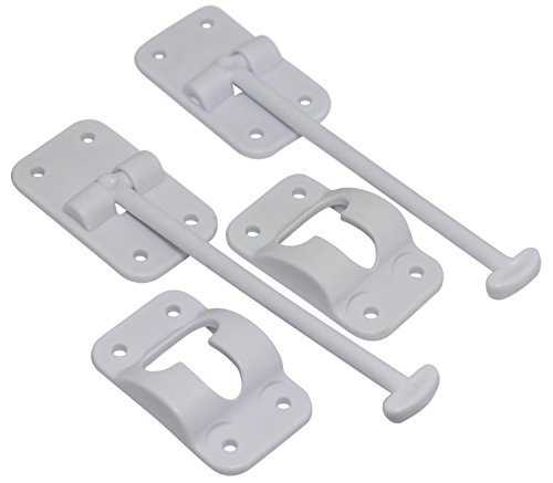 Hamilton Bowes 2 Pack: RV T-Style Door Holder Catch 6' for Latch Holder Camper Trailer Cargo Hatch White