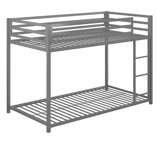 DHP Miles Metal Bunk Bed for Kids, Twin/Twin, Silver