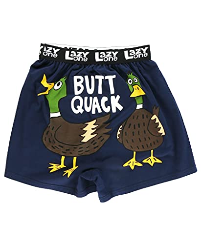 Lazy One Funny Animal Boxers, Novelty Boxer Shorts, Humorous Underwear, Gag Gifts for Men, Duck, Farm (Butt Quack Boxer, Large)