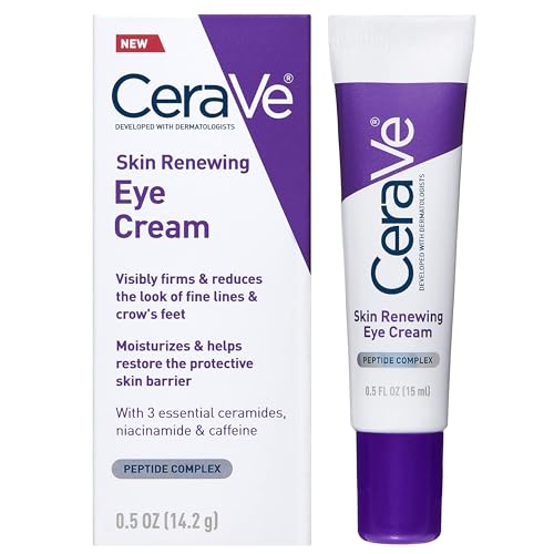 CeraVe Skin Renewing Eye Cream For Wrinkles | Under Eye Cream With Peptides + Caffeine + Niacinamide | Anti Aging Eye Cream For Wrinkles & Crows Feet | Paraben Free & Opthalmologist Tested