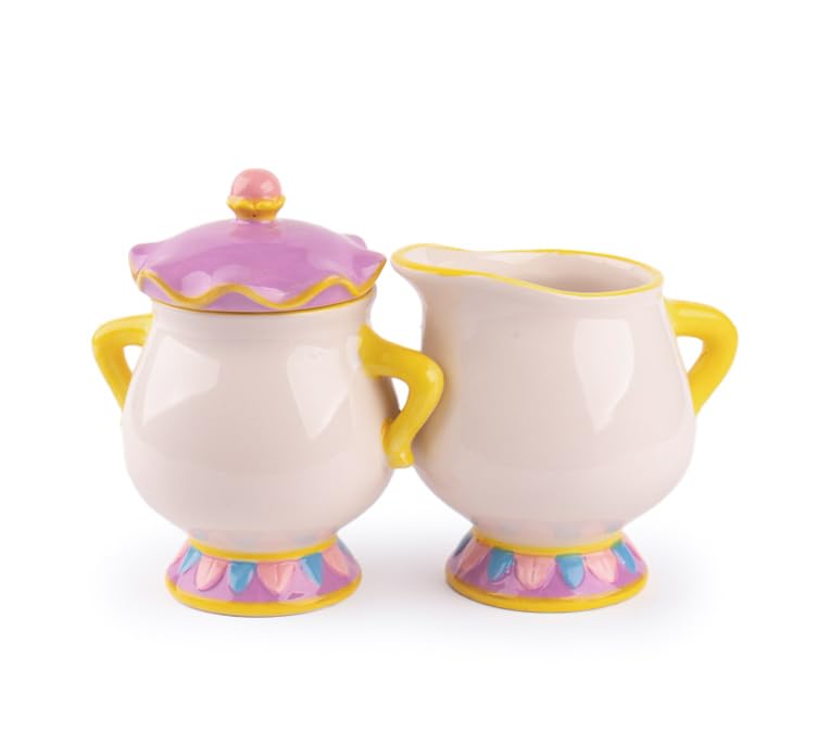 Disney Beauty And The Beast Mrs. Potts Sugar And Creamer | Disney Kitchen Accessories | Cute Ceramic Housewarming Gifts For Men And Women And Kids | Official Disney Licensee | 1 Set