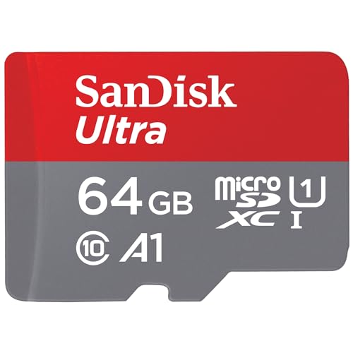 SanDisk 64GB Ultra microSDXC UHS-I Memory Card with Adapter - Up to 140MB/s, C10, U1, Full HD, A1, MicroSD Card - SDSQUAB-064G-GN6MA [New Version]