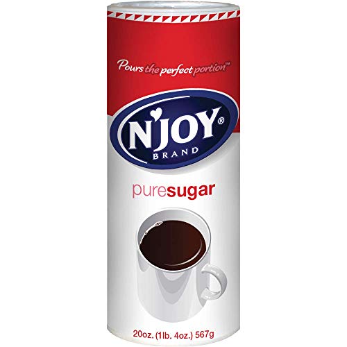 N'Joy Sugar Canister | 20 Ounce, Pack of 6 | 100% Pure Granulated Sugar| Easy Pour Lid, Bulk Size
