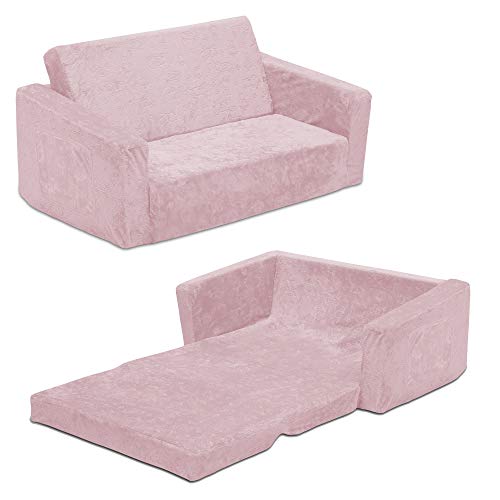 Delta Children Perfect Extra Wide Convertible Sofa to Lounger-Comfy 2-in-1 Flip Open Couch/Sleeper for Kids, Pink, 30x17x15 Inch (Pack of 1)