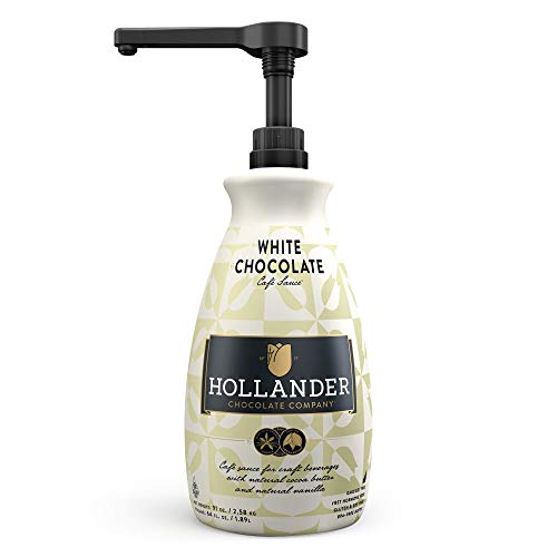White Chocolate Cafe Sauce by Hollander Chocolate - 91oz Bottle with Pump, Rainforest Alliance Certified