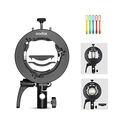 Godox S2 Speedlite Bracket for Bowens Mount, S-Type Holder Updated Version for Godox AD200Pro AD200 V1 V860II V860III V850II TT685II TT600 TT520II TT350 Speedlite Flash, Snoot Softbox with USB Light