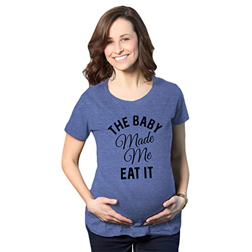 Maternity The Baby Made Me Eat It Funny Announcement Graphic Pregnancy T Shirt Funny Graphic Maternity Tee Funny Food T Shirt Funny Maternity Shirts Light Blue XL