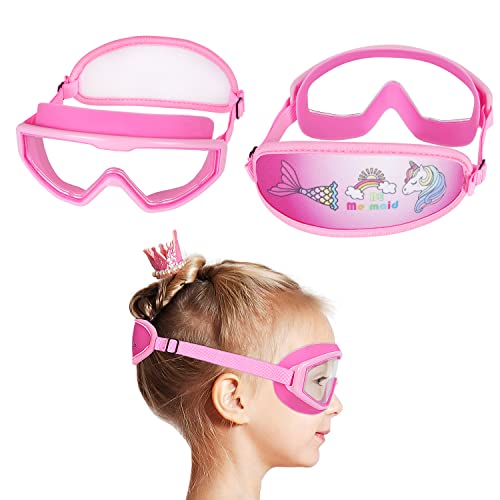 RUIGAO Kids Goggles Age 3-12，Toddler Goggles No Hair Pull, Unicorn Mermanid Goggles for Girls