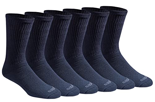 Dickies Men's Dri-Tech Moisture Control Crew Socks Multipack, Essential Worker Navy (6 Pairs), Large