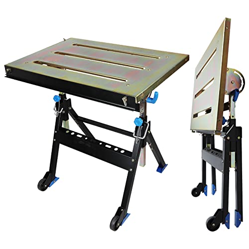 Olympia Tools Adjustable Welding Table with Wheels Portable Steel Stand Workbench 30 in. x 20 in.