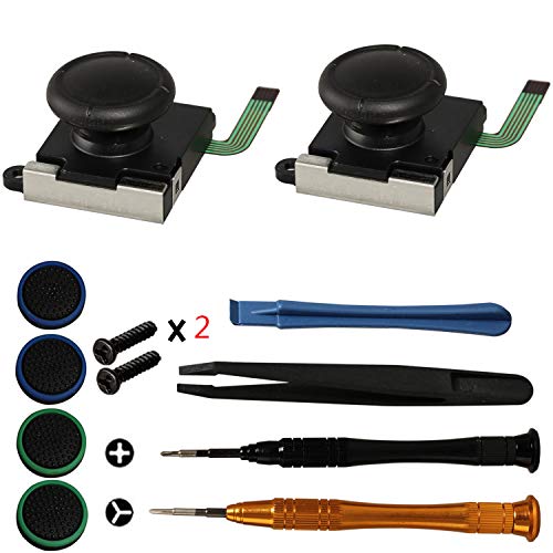 Timorn 3D Analog Joystick, Joycon Joystick Replacement Parts Thumb Stick Repair Kit for Switch Joy con Controller-with Screws Screwdrivers Tweezers Pry Tools and Thumbstick Caps