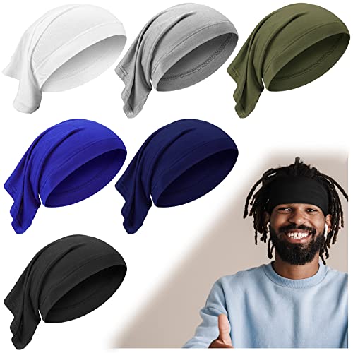 SATINIOR 6 Pieces Unisex Spandex Dreadlocks Bands Elastic Long Hair Dreads Head Wraps Braids Bonnet Tubes Solid Colors Tube Headbands for Men Women Hair, (Classic Color)