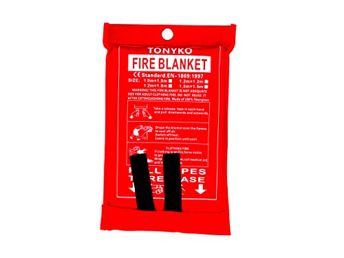 Tonyko Fiberglass Fire Blanket for Emergency Surival, Flame Retardant Protection and Heat Insulation with Various Sizes (39.3×39.3 inches)