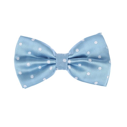 Dan Smith Bow Ties For Men Dots 25.6'-Neck-Size Clip-On Adjustable Pretied Bow Ties Blue Formal Groom DBD3D01O Light Sky Blue,White Microfiber