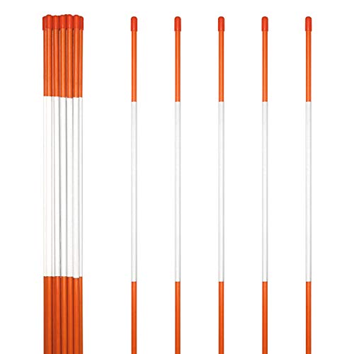 Anley 20 Pack 48' Reflective Driveway Markers, Snow Stakes with Fiberglass Pole & Hammer Cap - 4 Ft High Visibility Safety Markers Reflective Strip for Snow Plowing and Landscape (1/4' Dia, Orange)