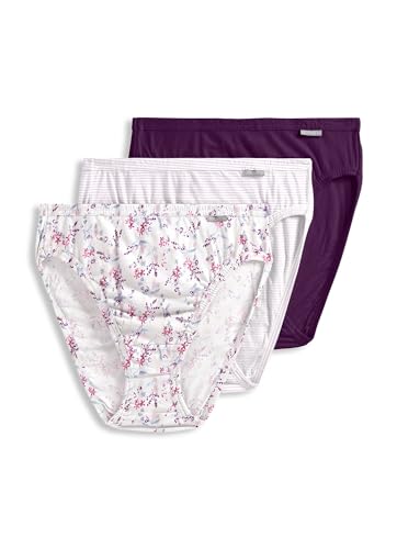 Jockey Women's Underwear Plus Size Elance French Cut - 3 Pack, Deep Plum/Belvedere Lavender Stripe/Bella Floral, 9