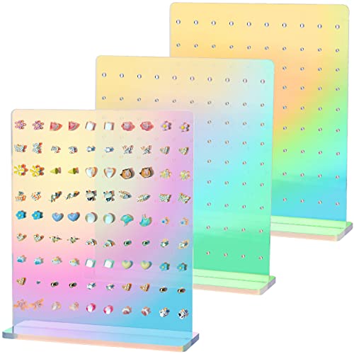 NiHome Acrylic Earring Stand 3PCS, Exquisite Double-Sided Acrylic Earring Organizer with 90 Holes Each - Lightweight and Sturdy Material, Unique Design with Larger Holes for Special Sizes