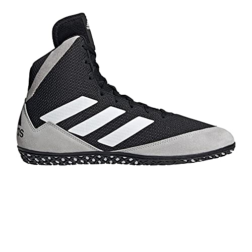 adidas Men's Mat Wizard 5 Wrestling Shoe, Black/Grey/White, 10.5