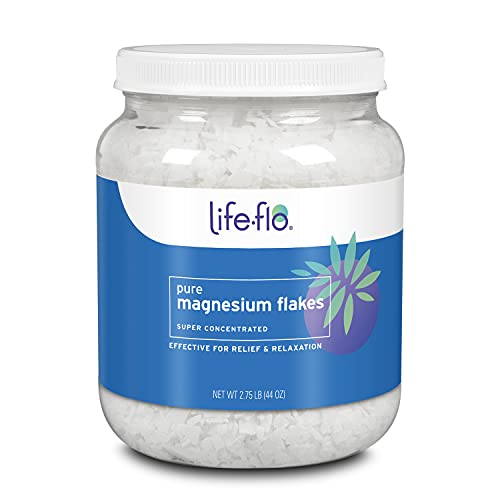 Life-flo Pure Magnesium Bath Flakes - Relaxing Bath Soak - Concentrated Magnesium Chloride Flakes from The Zechstein Seabed - Relief and Relaxation w/Ancient Trace Minerals - 60-Day Guarantee (44 oz)