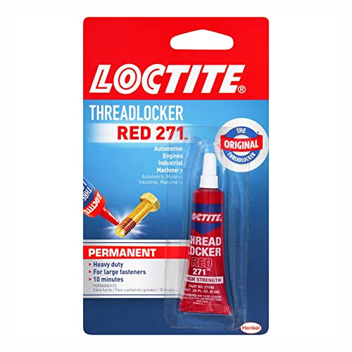 Loctite Threadlocker Red 271 - Permanent Thread Lock Glue for Nuts, Bolts, & Fasteners, High Strength Screw Glue to Prevent Loosening & Corrosion - 6 ml, 1 Pack
