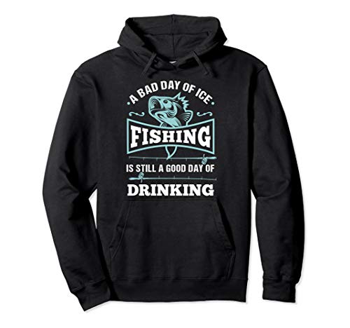 Funny Ice Fishing And Drinking Beer Bass Gift for Men Women Pullover Hoodie