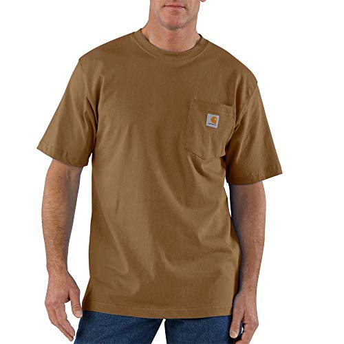 Carhartt Mens Loose Fit Heavyweight Short-sleeve Pocket T-shirt Work-utility-shirts, Carhartt Brown, Large US