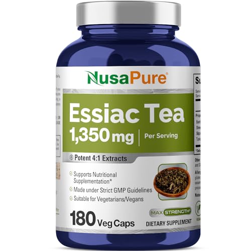 NusaPure Essiac Tea 1350 mg 180 Veggie Caps (Vegetarian, Non-GMO)
