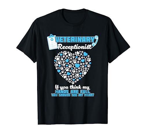 Veterinary Receptionist Every Patient Leaves Footprint Heart T-Shirt