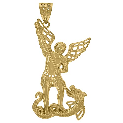 Diamond2Deal 10k Yellow Gold Religious Saint Michael Charm Pendant for Mens