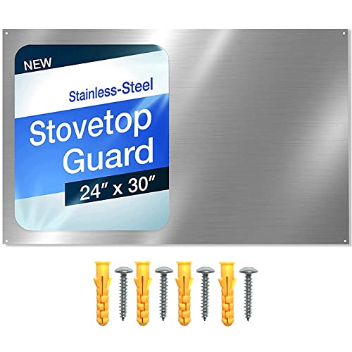 24' x 30' Reversible Metal Backsplash Matching screws | Compatible with Broan-NuTone SP3004 - Ultra Flat and Flushed Metal Panel Splatter Guard for Stovetop Easy Installation