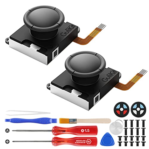 GuliKit Switch Joycon Joystick Replacement, [No Drifting] Hall Effect Joystick for Switch/Switch OLED/Switch Lite, Left/Right Switch Joycon Controller with Repair Tool Kit, Thumbstick Caps [2 Pack]