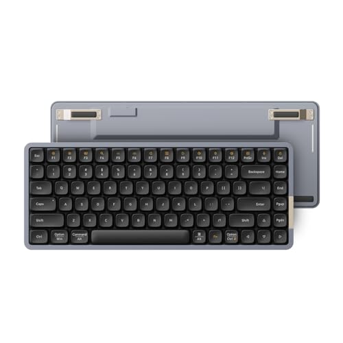 LOFREE Flow Low Profile Mechanical Keyboard, 75 Percent Rechargeable Wireless Keyboards with Bluetooth and Wired Connection for Windows, Mac OS/Black Phantom Tactile Switches