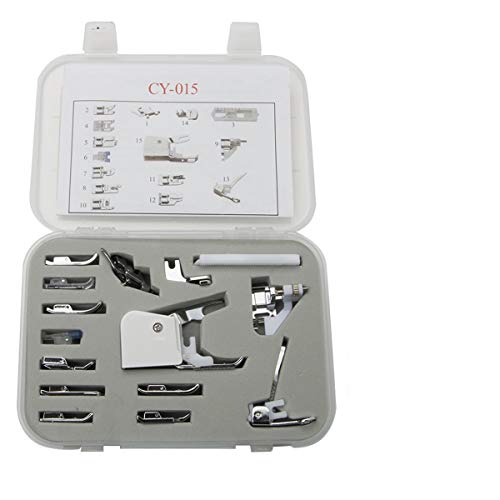 CKPSMS Brand - #CY-015 15PCS Home Sewing Machine Snap On Feet Compatible with/Replacement for Singer Brand Brother Brand Babylock Brand Bernina Brand Janome Brand Consew Brand Elna Brand (15PCS)