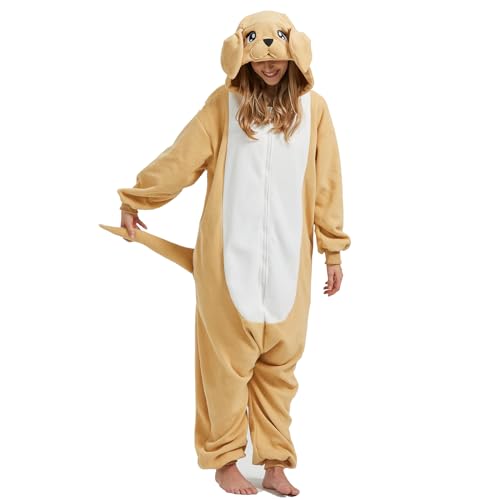 BETIFUHOM Golden Retriever Dog Onesie Pajamas Halloween Costume Unisex Cartoon Dog Animal Christmas Cosplay