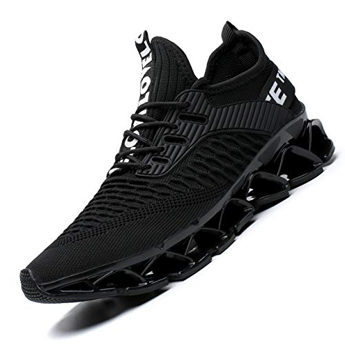 Chopben Men's Running Shoes Blade Non Slip Fashion Sneakers Breathable Mesh Soft Sole Casual Athletic Lightweight Walking Shoes(13,Full Black)