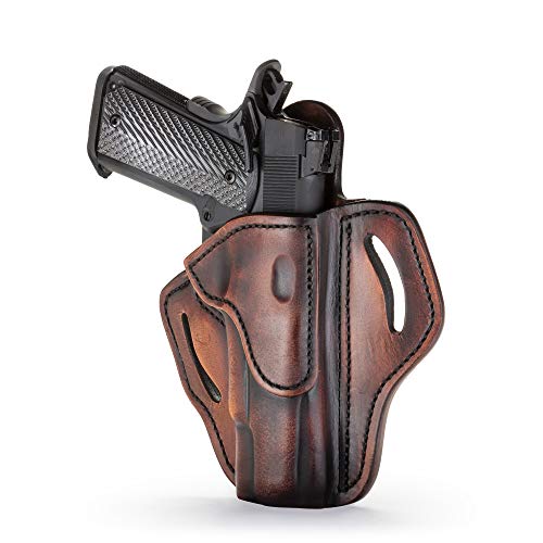 1791 Gunleather 1911 Holster, Right Hand OWB Leather Gun Holster for Belts fits All 1911 Models with 4' and 5' Barrels (Vintage)